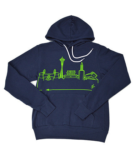SEATTLE • Neon Green on Navy Hoodie